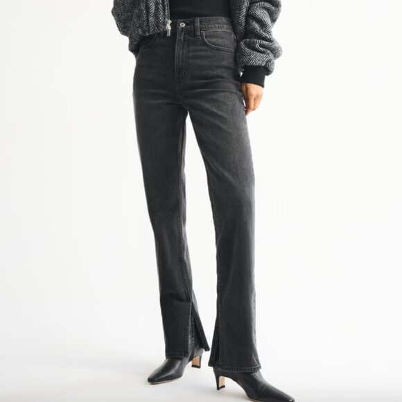 Abercrombie & Fitch Ultra High Rise 90s Straight Jean Washed Black Size 27 - Picture 1 of 6